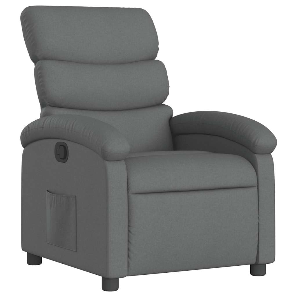 vidaXL Manual Recliner Chair for Adults, Single Home Theater Seating with Lumbar Support & Adjustable Backrest/Footrest, Modern Reclining Sofa for Living Room, Dark Gray Fabric