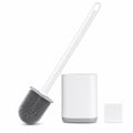 Silicone Toilet Brush with Holder, 14 inch, White and Grey