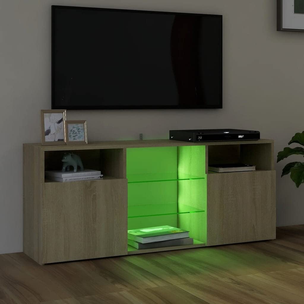 vidaXL TV Cabinet with LED Lights Sonoma Oak 47.2&quot;x12&quot;x20&quot;