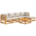 vidaXL 6 Piece Patio Lounge Set, Outdoor Furniture Set with Comfortable Light Gray Cushions, Made of Solid Acacia Wood, Flexible Design, Easy Assembly and Weather Protection