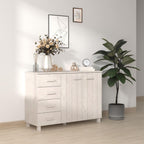 vidaXL HAMAR Solid Pinewood Sideboard - White - 44.5"x15.7"x31.5" - Two Doors and Four Drawers for Ample Storage - Sturdy and Versatile Piece for Any Room