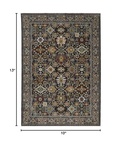 HomeRoots 507995 10 x 13 ft. Oriental Power Loom Stain Resistant Area Rug with Fringe Multi Color