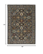 HomeRoots 507995 10 x 13 ft. Oriental Power Loom Stain Resistant Area Rug with Fringe Multi Color