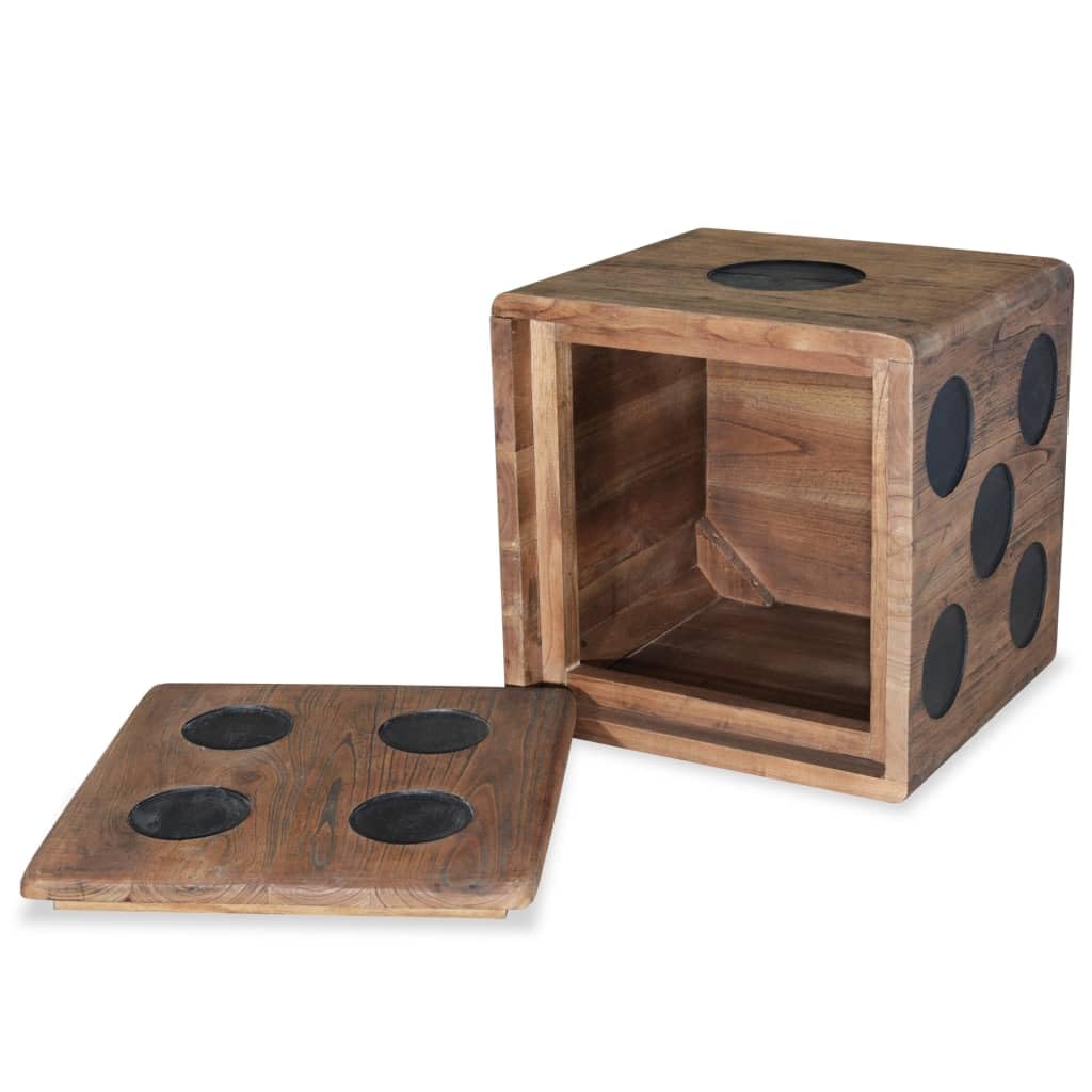 vidaXL Handcrafted Storage Box/Coffee Table/Side Table, Durable Mindi Wood, Unique Dice Design, Fully Assembled, 15.7&quot; x 15.7&quot; x 15.7&quot;