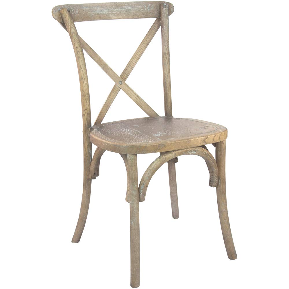 EMMA + OLIVER 2-Pack Medium Natural with White Grain X-Back Chair