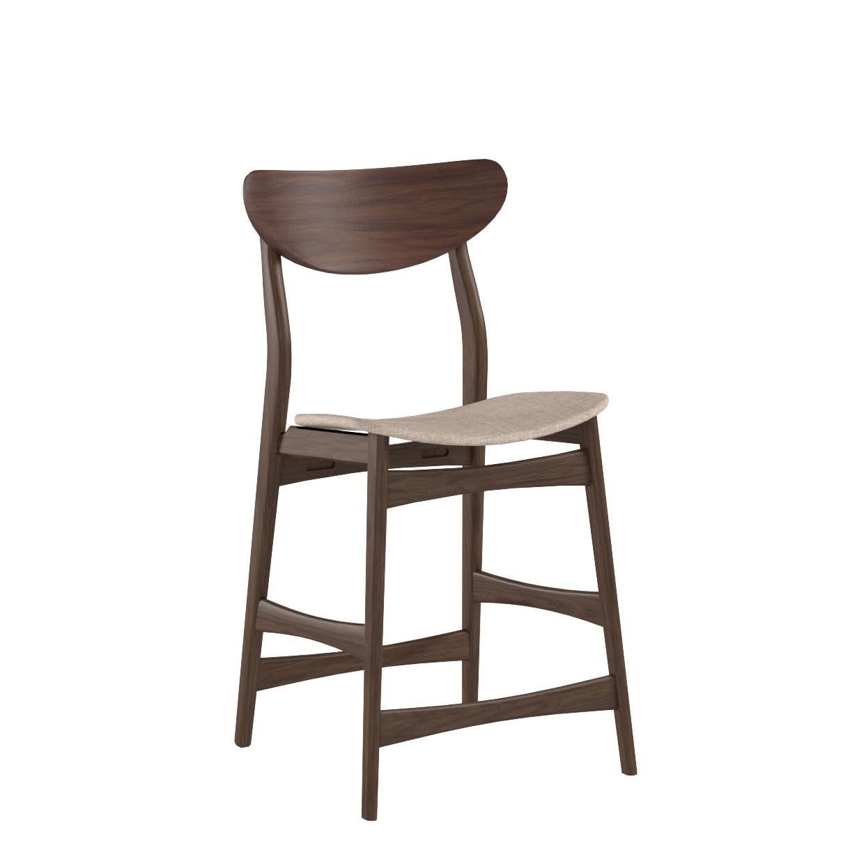 Baxton Studio 2 Piece Latina Scandinavian Style Light Grey Fabric Upholstered Walnut Counter Stool Set, 24', Gray