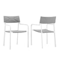 Modway Raleigh 34" Modern Fabric Outdoor Patio Armchair In White/Gray (Set Of 2)