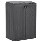 vidaXL 100% Polypropylene Trash Bin with 2 Doors and 3 Bag Holders - Black, 25.6"x17.7"x34.6" – Lightweight, Weather-Resistant and UV-Resistant with Rattan Look, Ideal for Functional Waste Separation