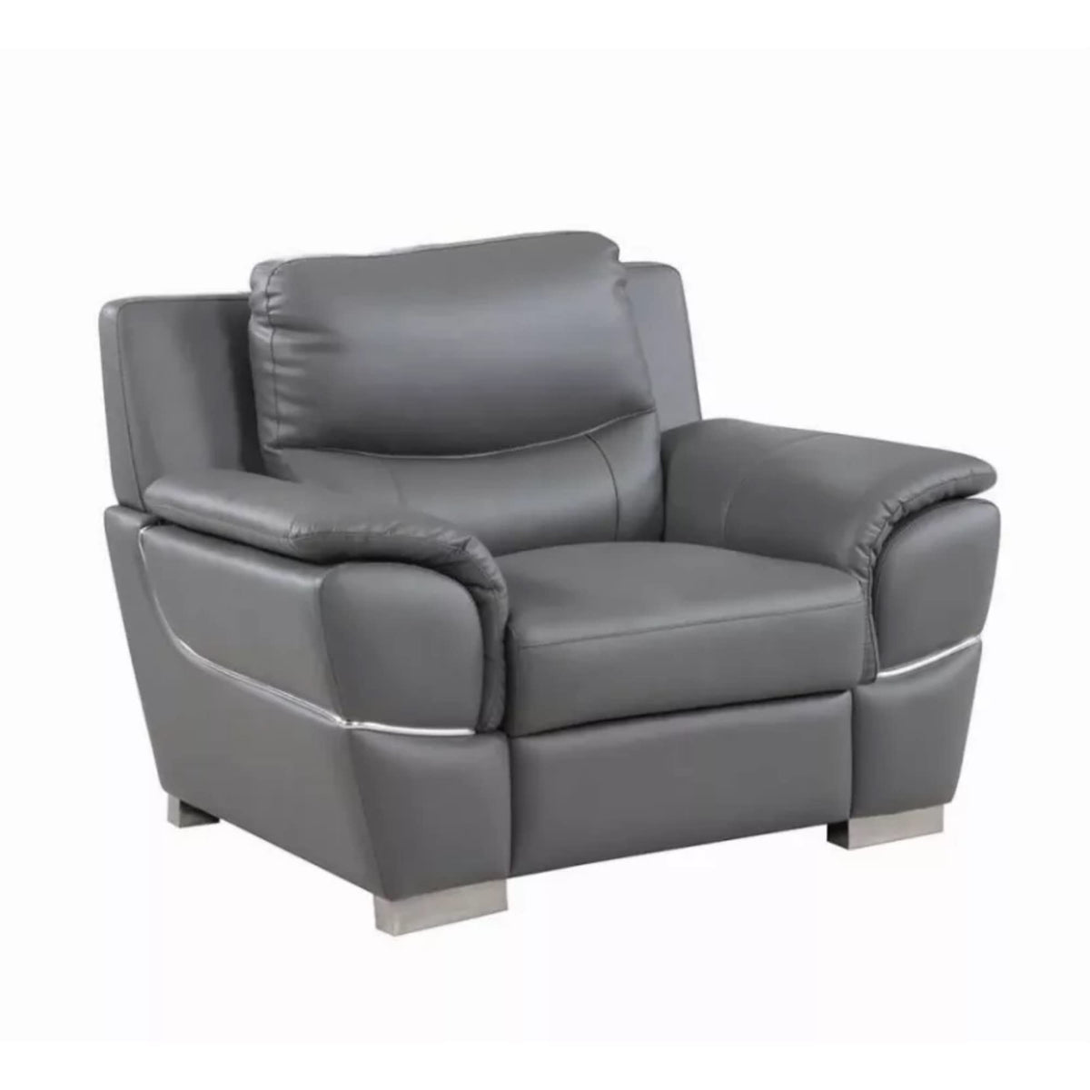 HomeRoots Gray 37' Chic Grey Leather Chair