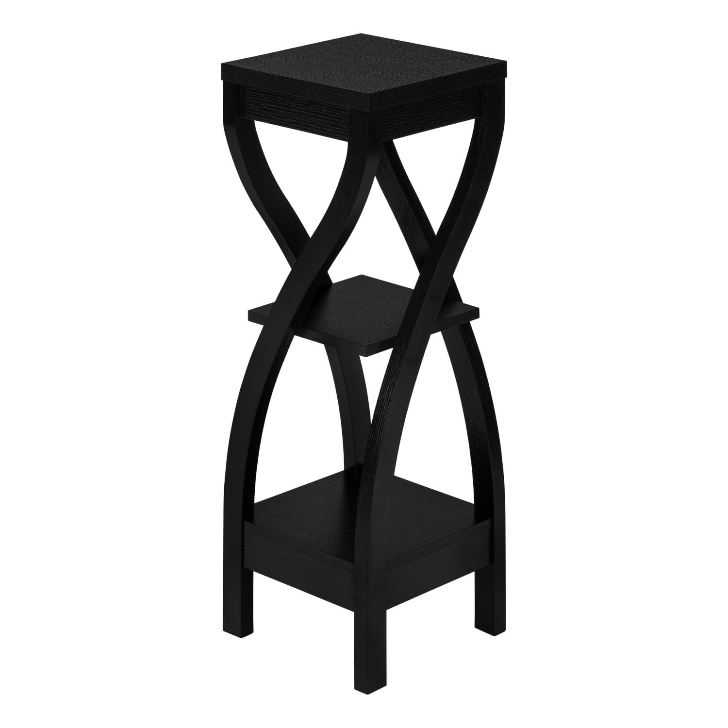 Monarch Specialties I 2414 Accent Table, Side, End, Plant Stand, Square, Living Room, Bedroom, Laminate, Black, Transitional