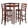 Halo 3pc Pub Table Set with 2 Ladder Back Stools - Cozy and Inviting, 25.59" W x 25.59" D x 42.13" H