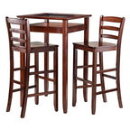 Halo 3pc Pub Table Set with 2 Ladder Back Stools - Cozy and Inviting, 25.59" W x 25.59" D x 42.13" H