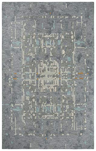 Lapis 8' X 10' Abstract Gray/Lt. Gray/Teal/Gold Hand-Tufted Area Rug