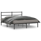 vidaXL Metal Bed Frame w/Headboard - Black, Steel, 81.5"x61.4"x35.4", Fits 59.1"x78.7" Mattress, Under-Bed Storage