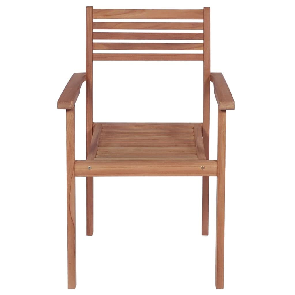 vidaXL 8-Piece Stackable Patio Chairs Set - Durable Teak Wood Construction with Fine Sanded Finish - Cream Cushions Included - Ideal for Homes, Offices, Bars and Cafes