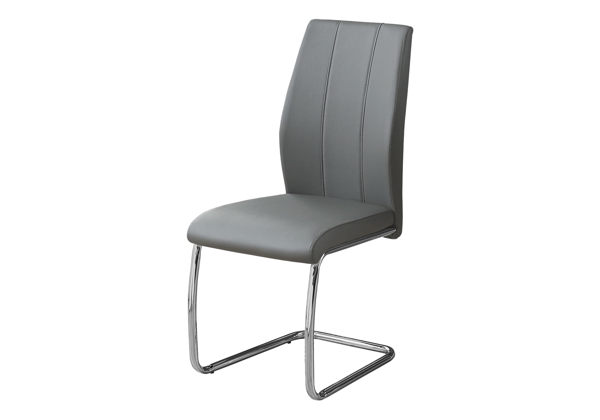 Monarch Specialties 2 Piece Dining Chair-2Pcs/ 39&quot; H/Grey Leather-Look/Chrome, 17.25&quot; L X 20.25&quot; D X 38.75&quot; H