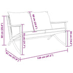 vidaXL Patio Bench with Cushions - Comfortable Textilene Fabric, Removable Covers, Black Powder-Coated Steel Frame, Perfect for Garden, Deck, or Patio - 47.2x 31.9x 26.8