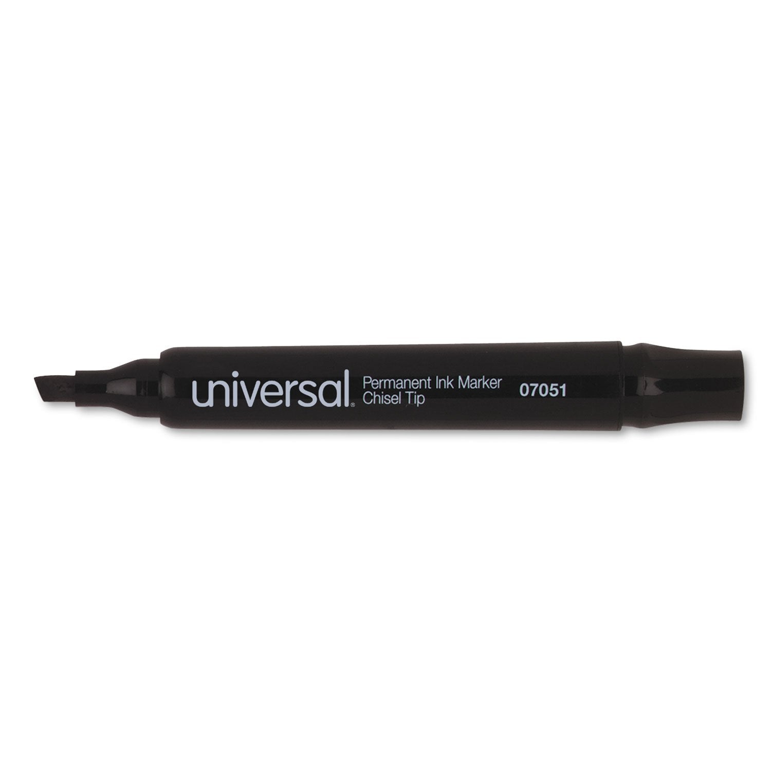 Universal Permanent Markers, Chisel Tip, Black, Dozen (Unv07051)