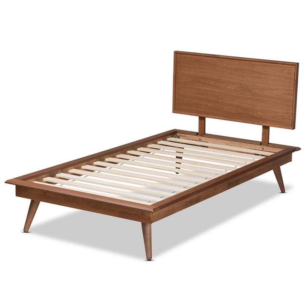 Baxton Studio Karine Mid-Century Modern Walnut Brown Finished Wood Twin Size Platform Bed