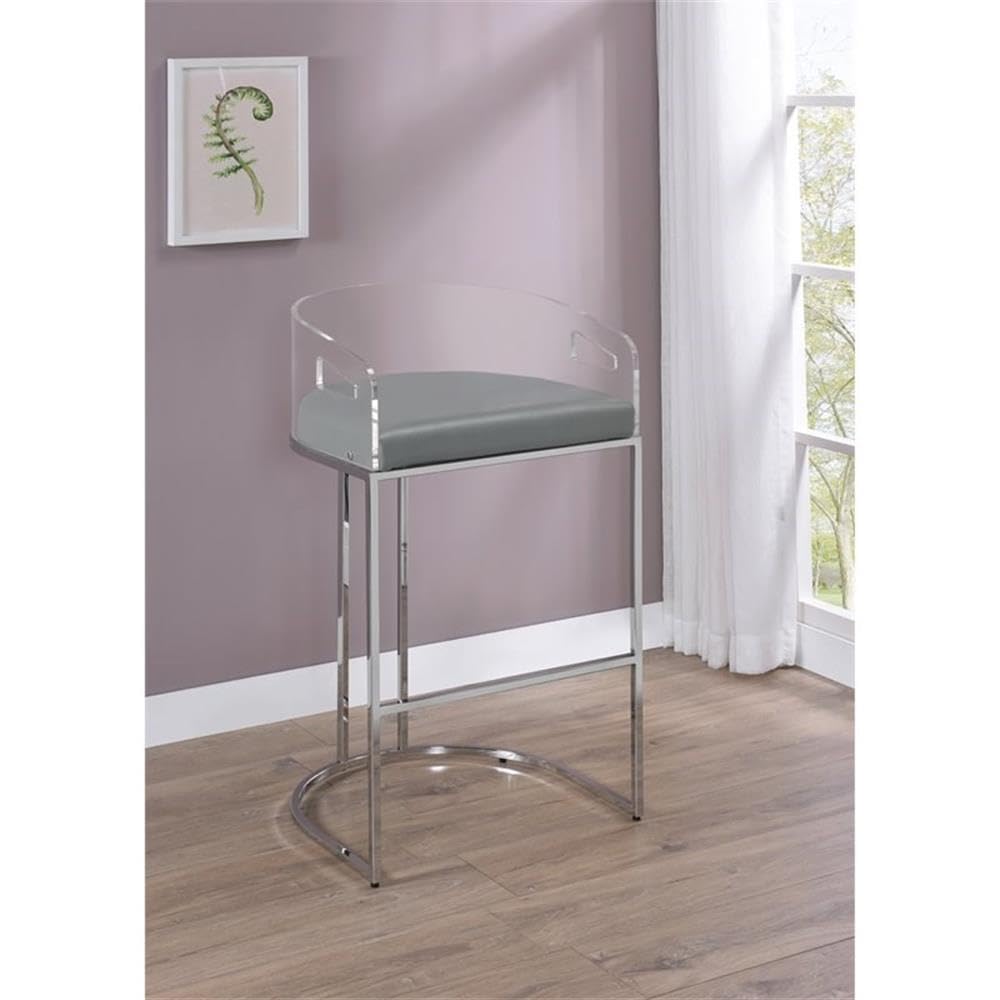 Coaster Furniture Acrylic Back Bar Stools Grey and Chrome (Set of 2) 183406