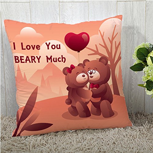 The Purple Tree Happy ValentineS Day Polyester Cushion Cover (Multicolour, 16X16 Inches Or 40X40 Cm)