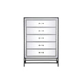 Elegant Decor Beau 48" Metal Acrylic and MDF Mirrored 6-Drawer Chest in Black