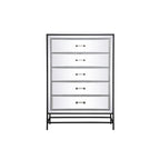 Elegant Decor Beau 48" Metal Acrylic and MDF Mirrored 6-Drawer Chest in Black