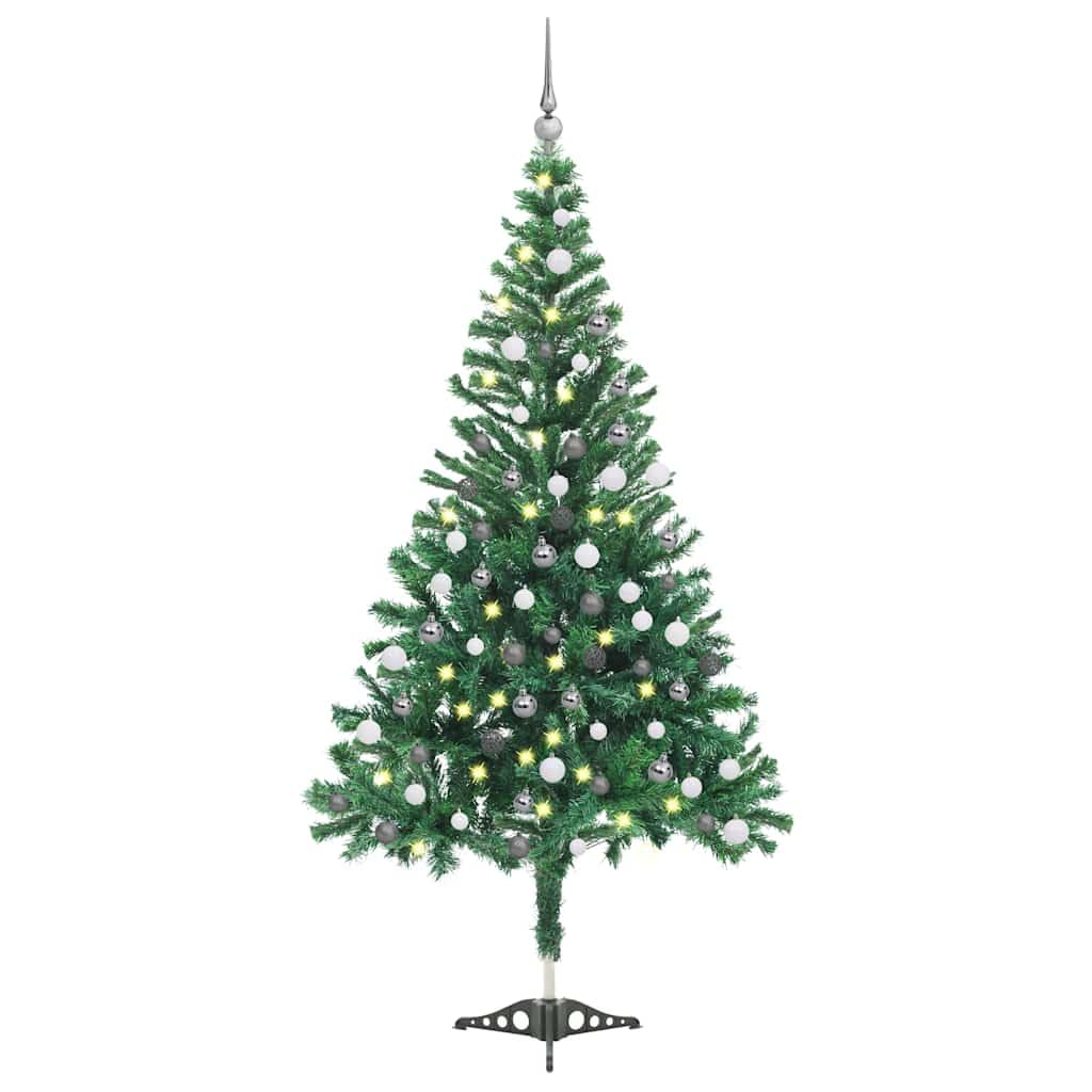 Vidaxl Artificial Christmas Tree With Leds&Ball Set Home Indoor Outdoor Holiday Decoration Christmas Ornament Xmas Tree 47.2&quot; 230 Branches