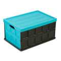 Glad Collapsible Storage Bin with Lid - 48L Foldable Plastic Box for Garage, Car Trunk, and Organization - Stackable Lidded Cont