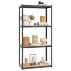 Vidaxl 3X 4-Layer Shelves Industrial Shelving Workshop Storage Rack Warehouse Corner Shelf Unit Anthracite Steel And Engineered Wood