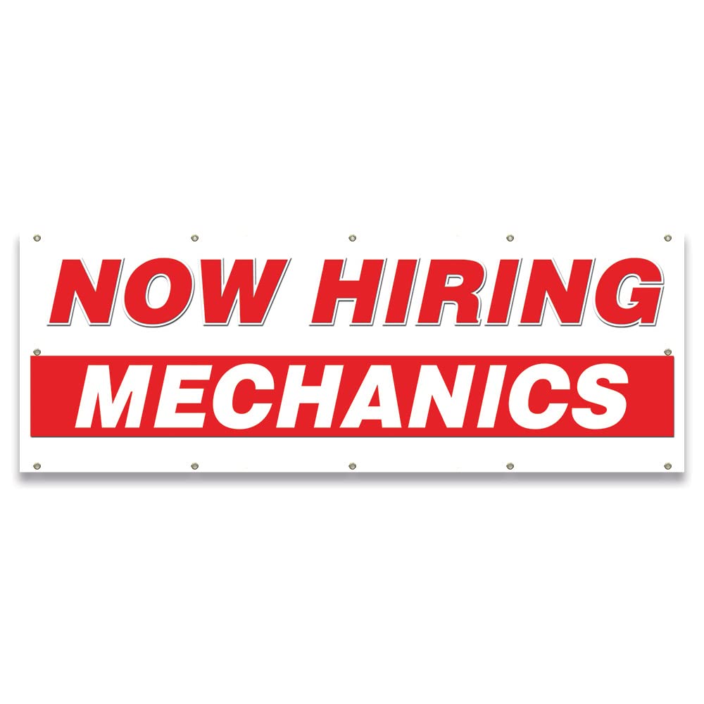 Now Hiring Mechanics| 48' X 120' Banner | Apply Inside Employment Help Wanted | Made In The Usa