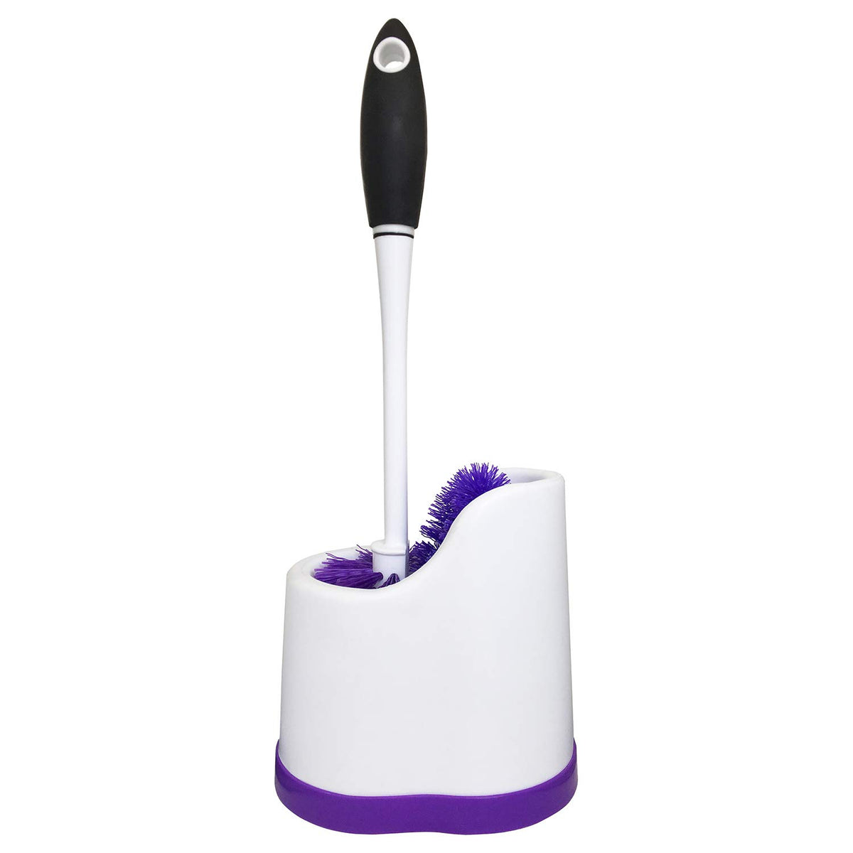 ROSOLI Toilet Brush and Holder, Toilet Bowl Cleaning System with Scrubbing Wand, Under Rim Lip Brush and Storage Caddy for Bathr