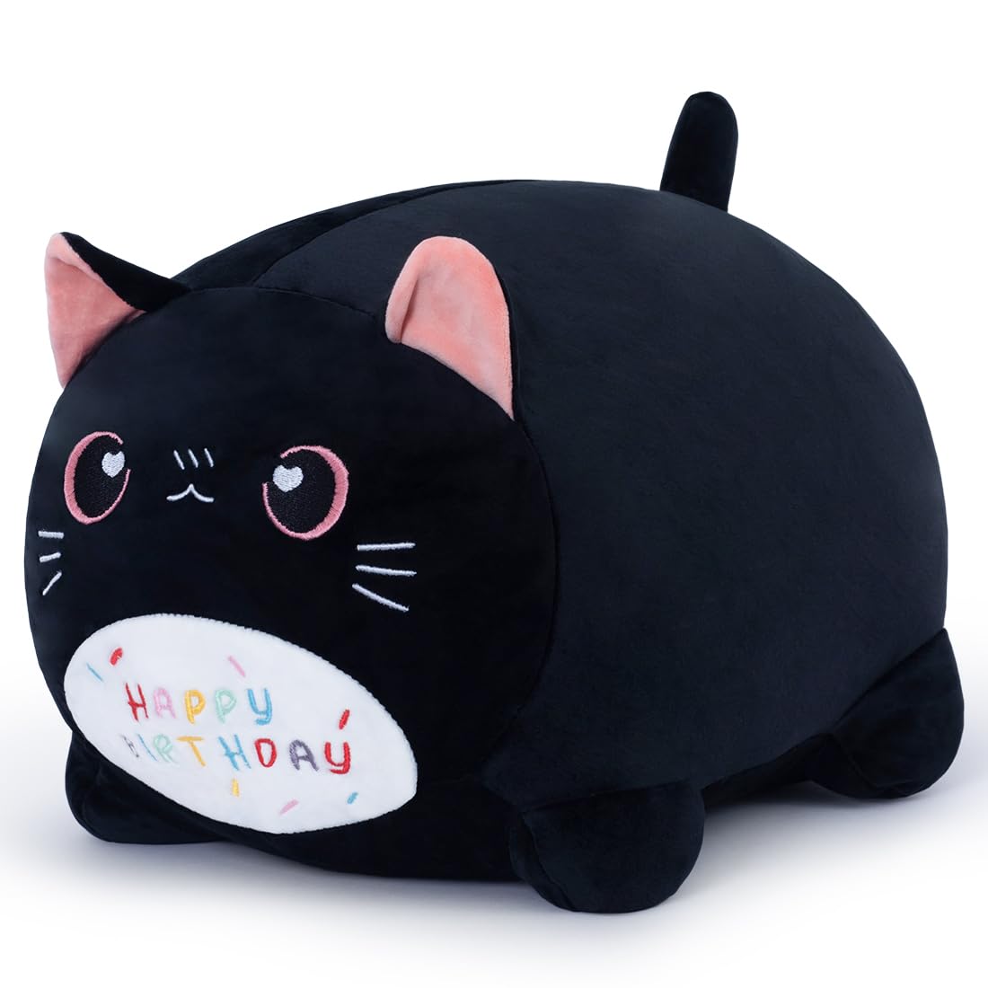 Miaohaha Happy Birthday Plush Pillow Toy,Soft Plush Black Cat Toy Plushies Gift For Kids And Girls(Black Cat,40Cm/15.7In)