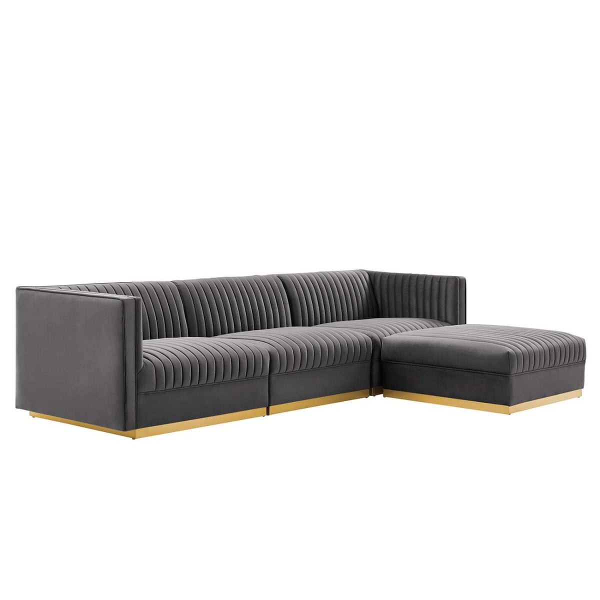 Modway Sanguine 4-Piece Velvet Modular Sectional Sofa In Gray