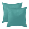 Brawarm Faux Leather Throw Pillow Covers 22 X 22 Inches - Teal Leather Pilow Covers Pack Of 2, Solid Dyed Leather Pillowcases Fo