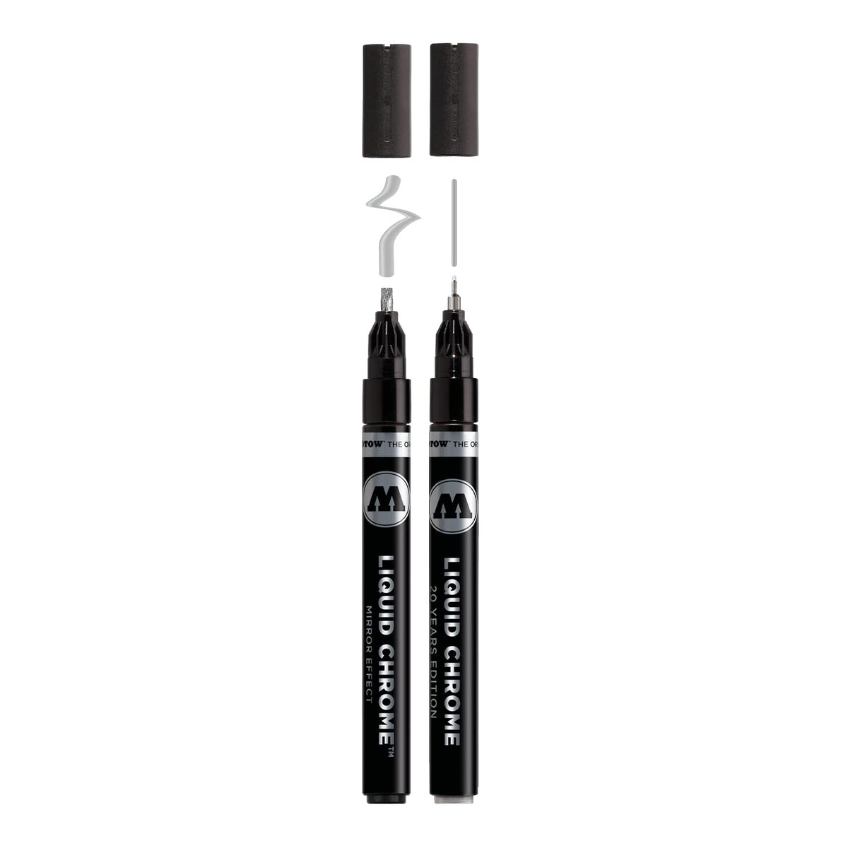 Molotow Liquid Chrome Marker Calligraphy Set 1 (Bullet Tip 1.0 Mm And Calligraphy Tip 3.0 Mm, Special Ink With Real Mirror Effec