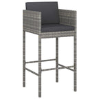 vidaXL Set of 4 Bar Stools with Cushions in Gray Poly Rattan – Modern Design for Outdoor/Indoor Use, Lightweight Yet Sturdy and Comfortable