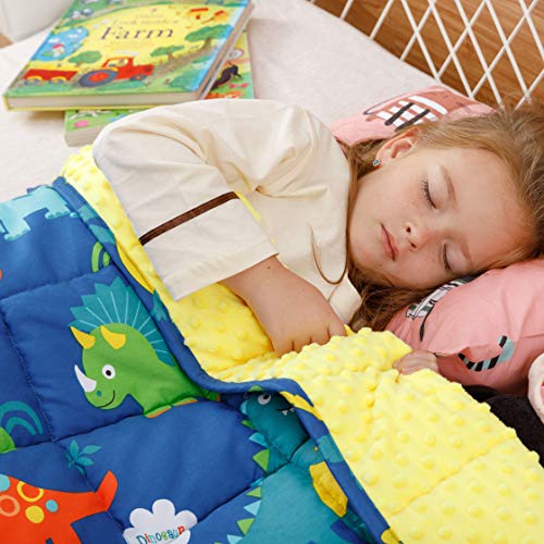 Uttermara Kids Weighted Blanket 5 Lbs, Ultra Cozy Minky Fleece And Cotton Sided With Cartoon Patterns, Reversible Heavy Blanket