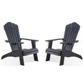 Psilvam Adirondack Chair, Oversized Poly Lumber Fire Pit Chair With Cup Holder, 350Lbs Support Patio Chairs For Garden, Weather Resistant Outdoors Seating, Relaxing Gift For Father & Mother (2, Black)