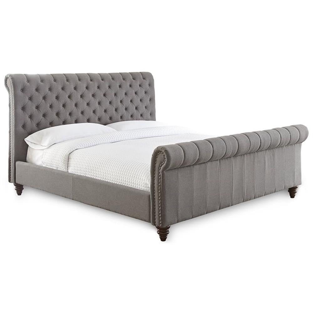 Steve Silver Swanson Tufted Queen Sleigh Bed in Gray