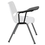 Flash Furniture Hercules White Ergonomic Shell Chair With Right Handed Flip-Up Tablet Arm