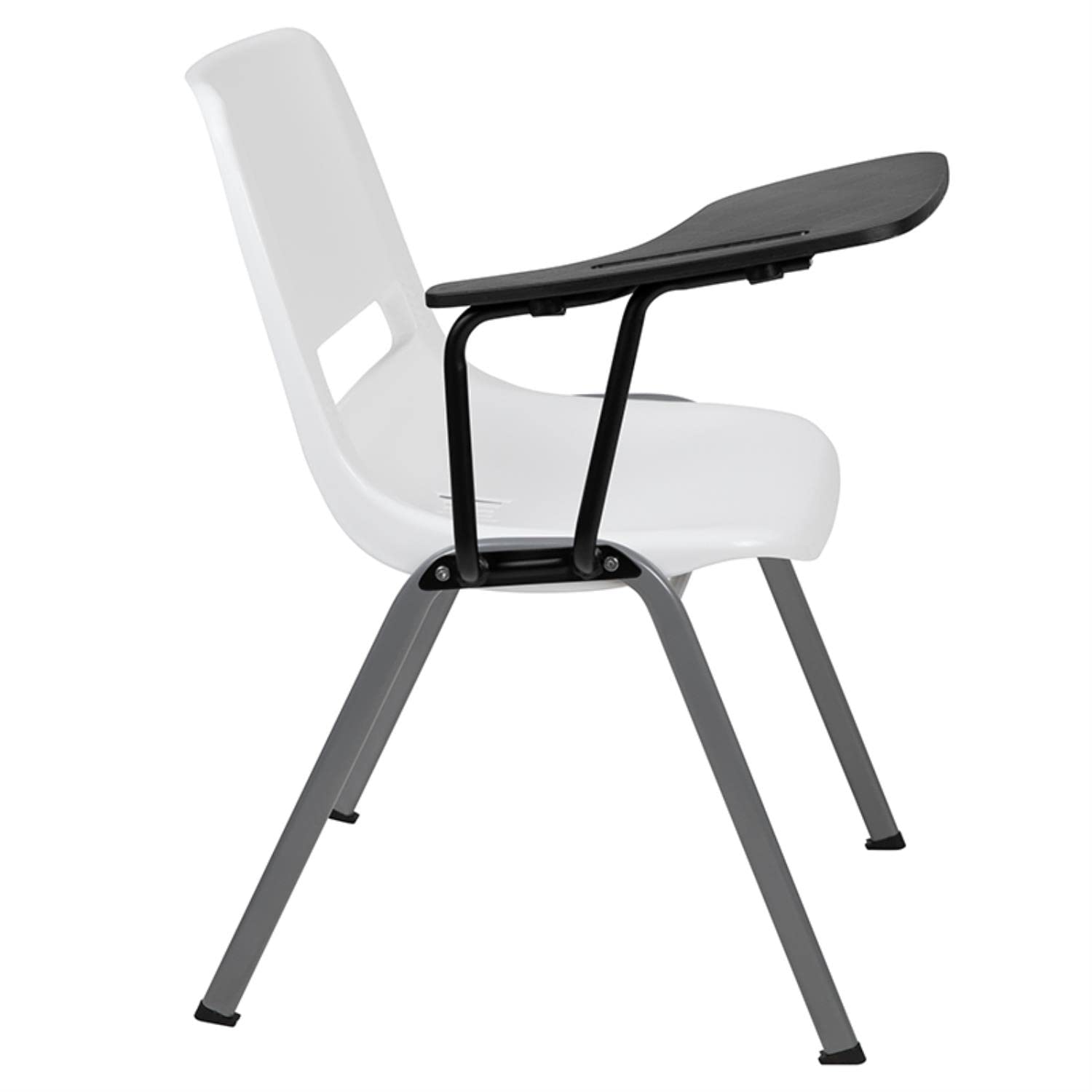 Flash Furniture Hercules White Ergonomic Shell Chair With Right Handed Flip-Up Tablet Arm
