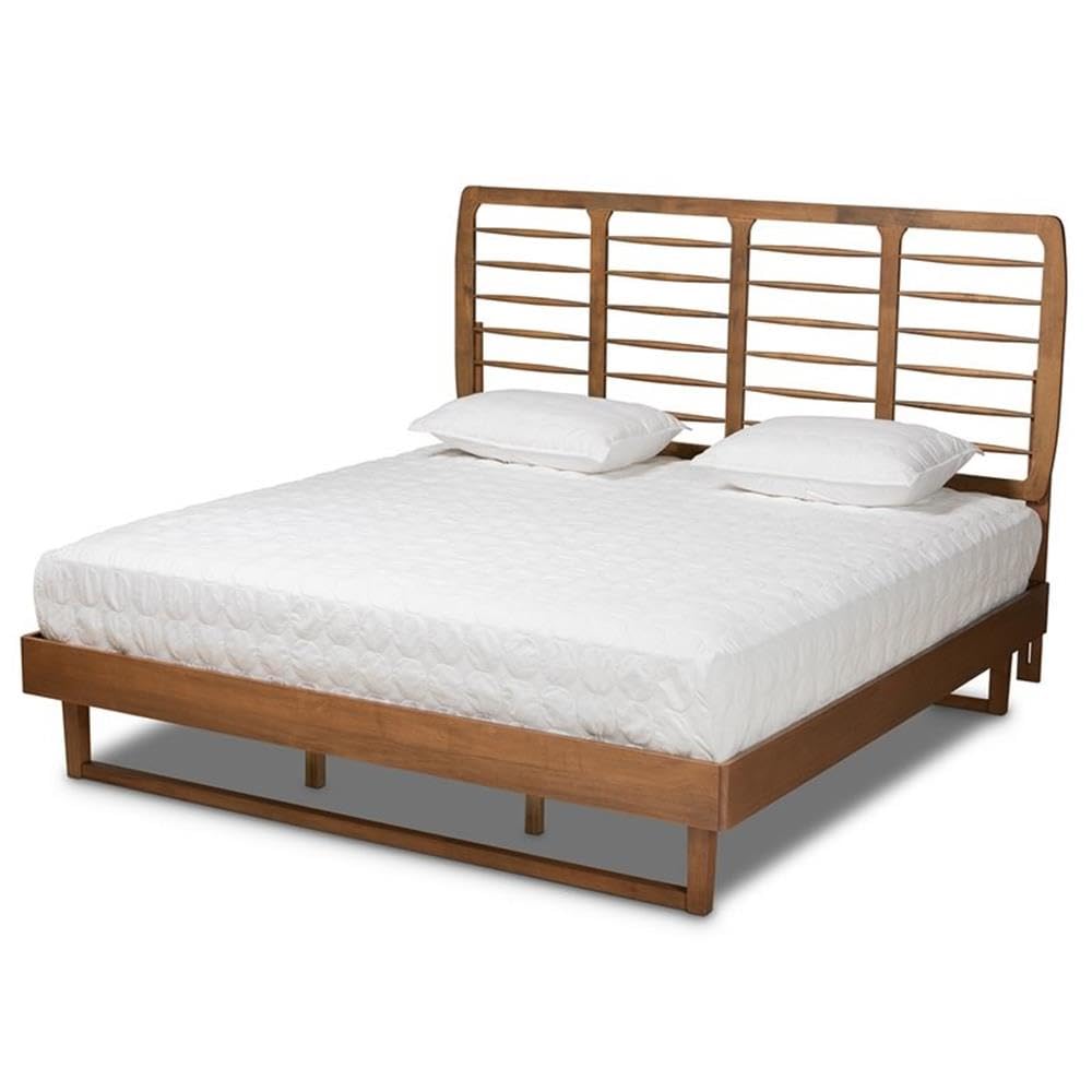 Baxton Studio Lucie Modern and Contemporary Walnut Brown Finished Wood King Size Platform Bed