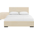 Camden Isle Hindes Upholstered Platform Bed, Gray, King with 2 Nightstands