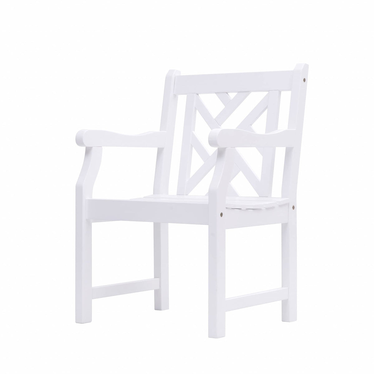 HomeRoots White Patio Armchair with Diagonal Design