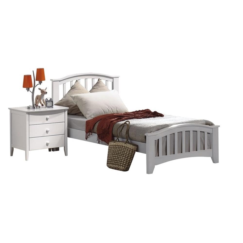 Acme San Marino Twin Wooden Panel Bed in White