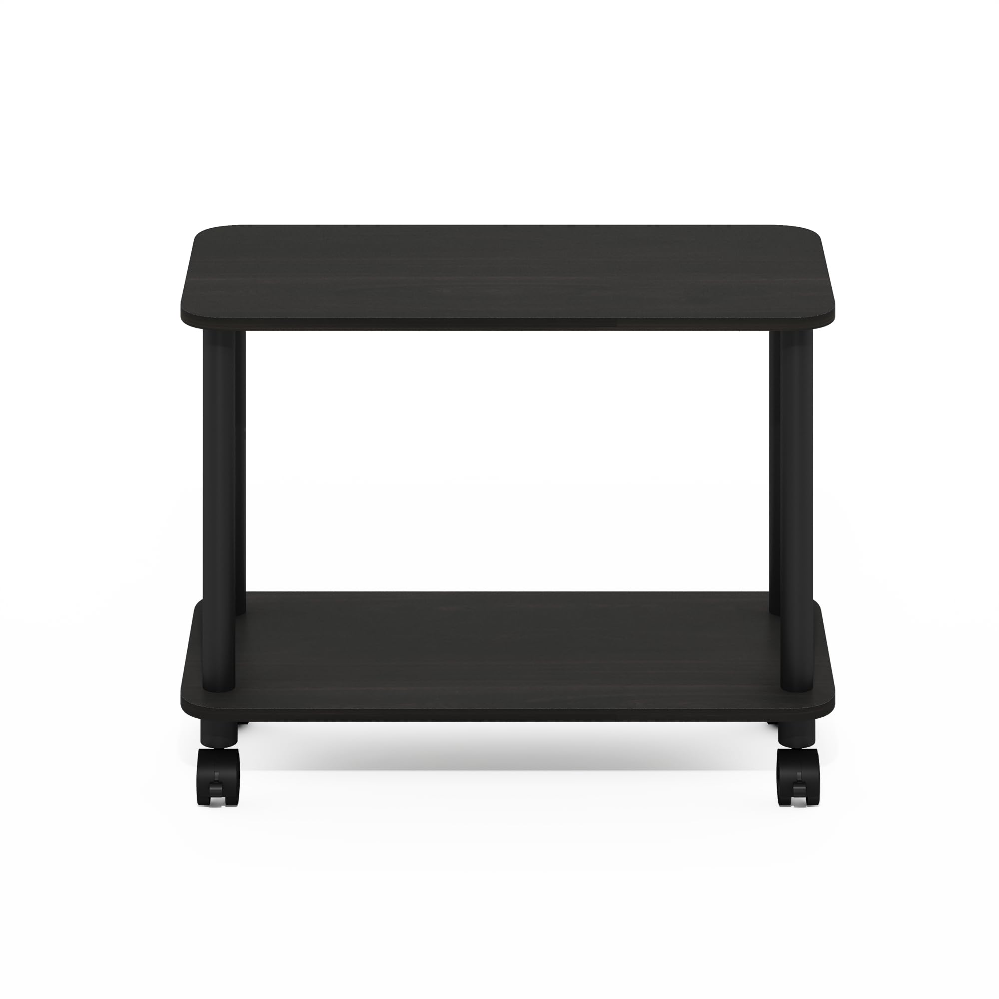 Furinno Turn-N-Tube Modern Rectangle End Table, Side Table with Casters, Espresso/Black