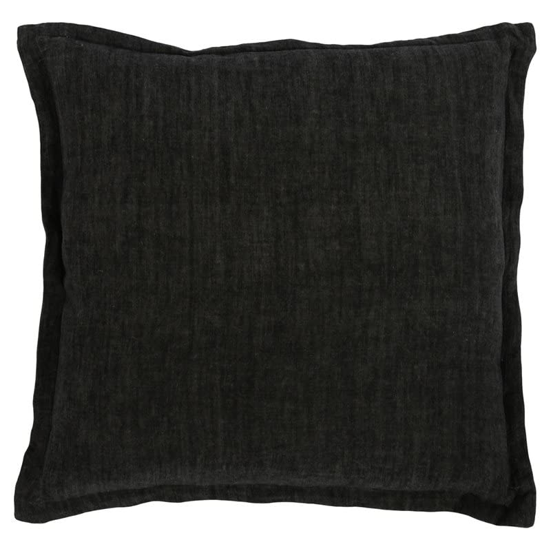 Kosas Home Amy 22X22 Square Belgian Flax Linen Fabric Throw Pillow In Charcoal