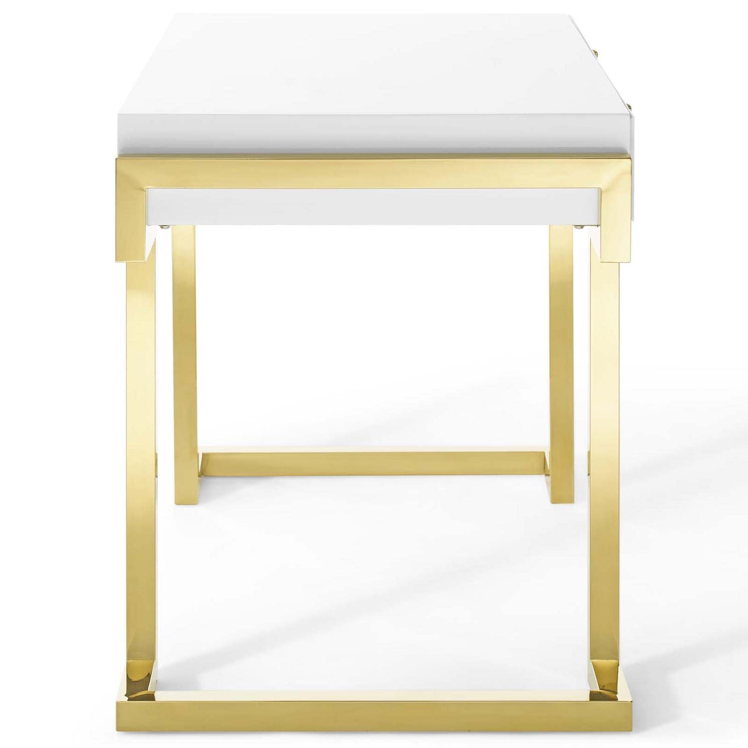 Modway Ring Office Desk, Gold White