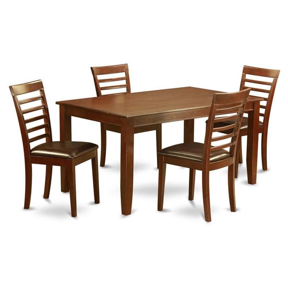 East West Furniture DUML5-MAH-LC Dudley 5 Piece Kitchen Set Includes a Rectangle Room Table and 4 Faux Leather Upholstered Dining Chairs, 36x60 Inch